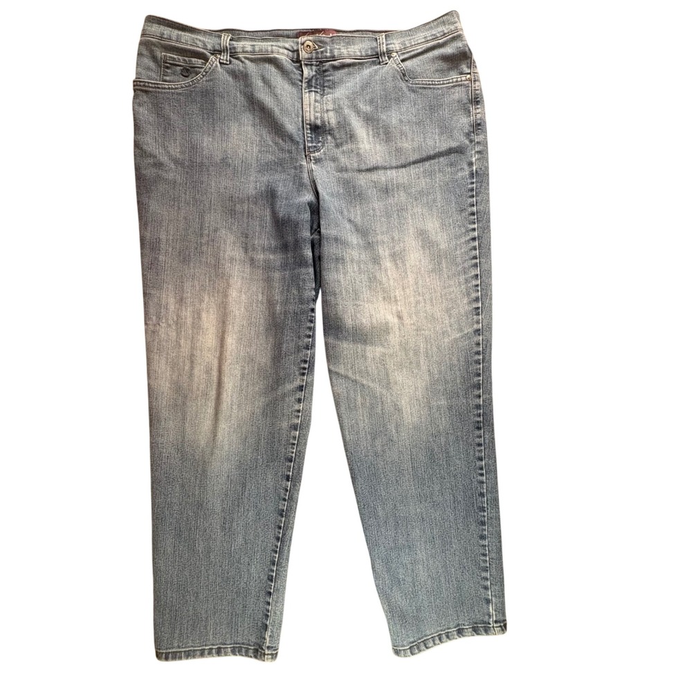 Gloria Vanderbilt Amanda Jeans Plus Women 20W Blue High Rise Tapered Denim EUC